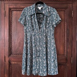 Tweeds Green Floral Shirt Dress
